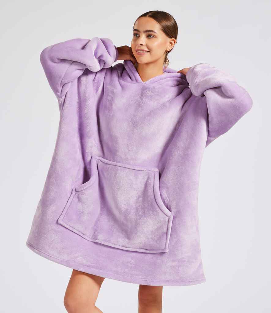 Oversized Hooded Blanket in Digital Lavender, model photo