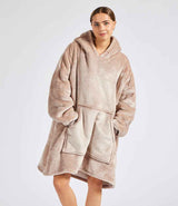 Oversized Hooded Blanket in Nude, model photo