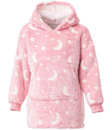 Kids Oversized Hooded Blanket in Blush Pink Glow In The Dark, front view