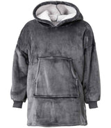Kids Oversized Hooded Blanket in Charcoal, front view