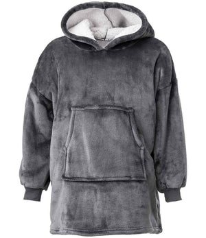 Kids Oversized Hooded Blanket in Charcoal, front view