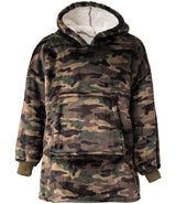 Kids Oversized Hooded Blanket in Green Camo, front view