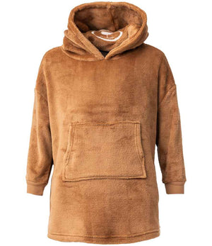 Kids Character Cushion Hooded Blanket in Brown Teddy, front view