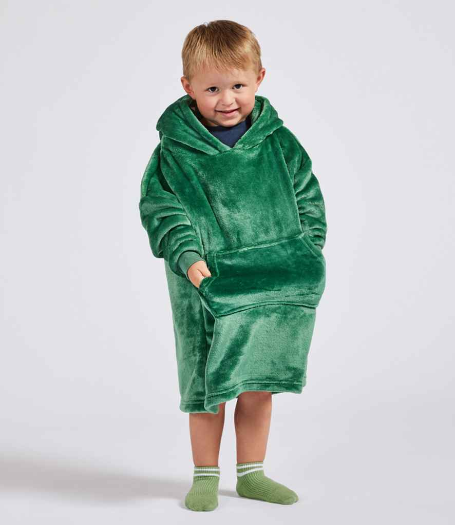 Kids Character Cushion Hooded Blanket in Green Dinosaur, model photo (2)