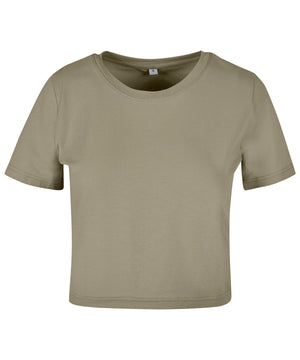 Women's Cropped Tee in Pale Olive, front view