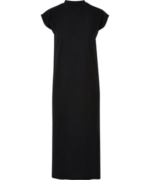 Women’s Long Extended Shoulder Dress in Black, front view