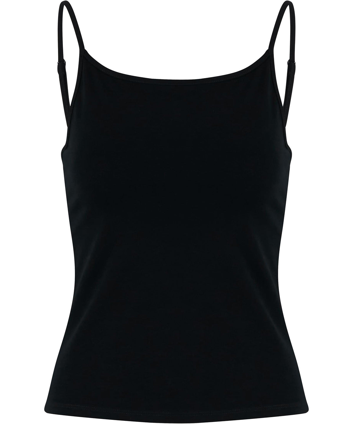 Women’s Stretch Jersey Short Slim Top in Black, front view