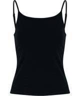 Women’s Stretch Jersey Short Slim Top in Black, front view