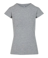 Women’s Stretch Tee in Heather Grey, front view