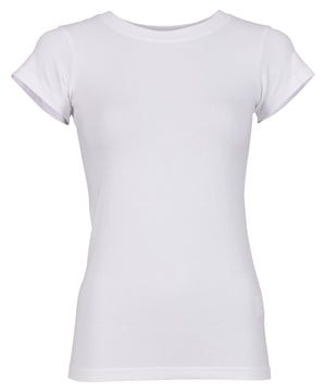 Women’s Stretch Tee in White, front view