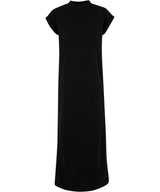 Women’s Sorona Long Extended Shoulder Dress in Black, front view