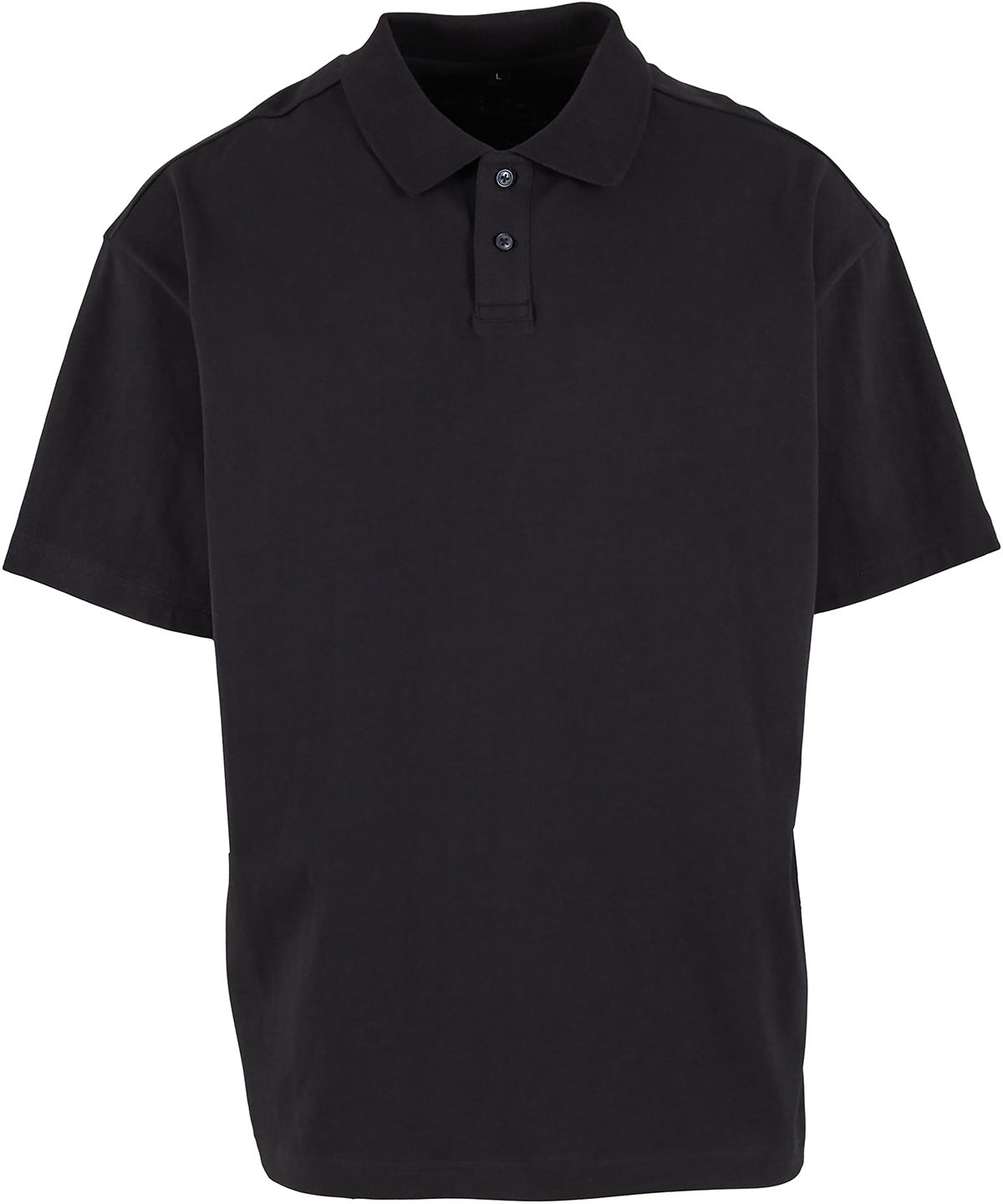 Oversized Polo Shirt in Black, front view