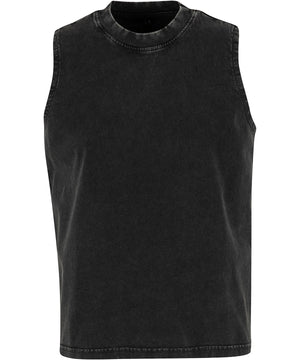 Women’s Vintage Washed Sleeveless Tee in Black, front view