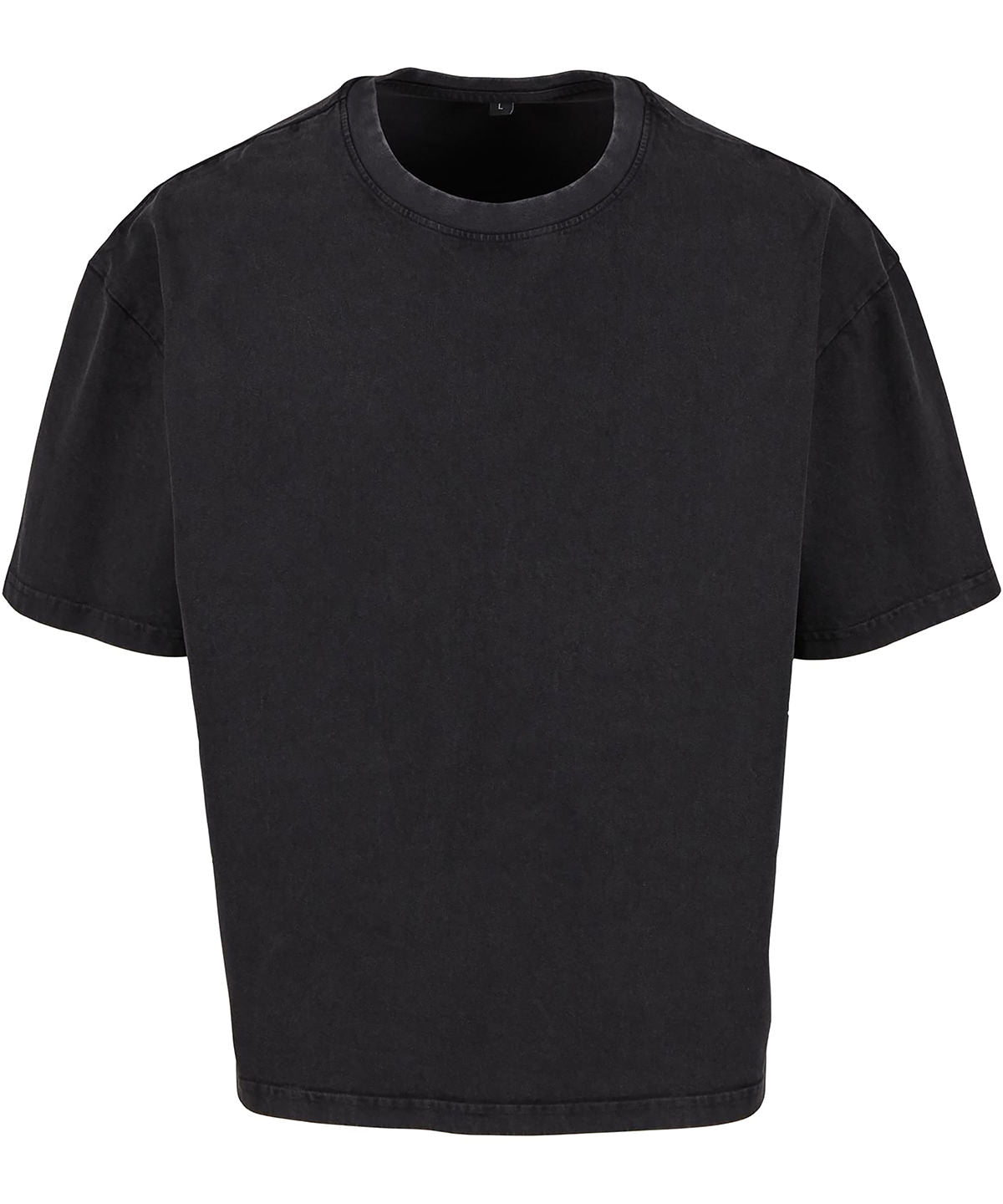 Vintage Cropped Heavy Oversized Tee in Black, front view