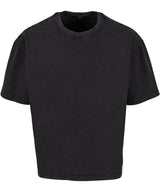 Vintage Cropped Heavy Oversized Tee in Black, front view