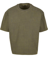 Vintage Cropped Heavy Oversized Tee in Warm Khaki, front view