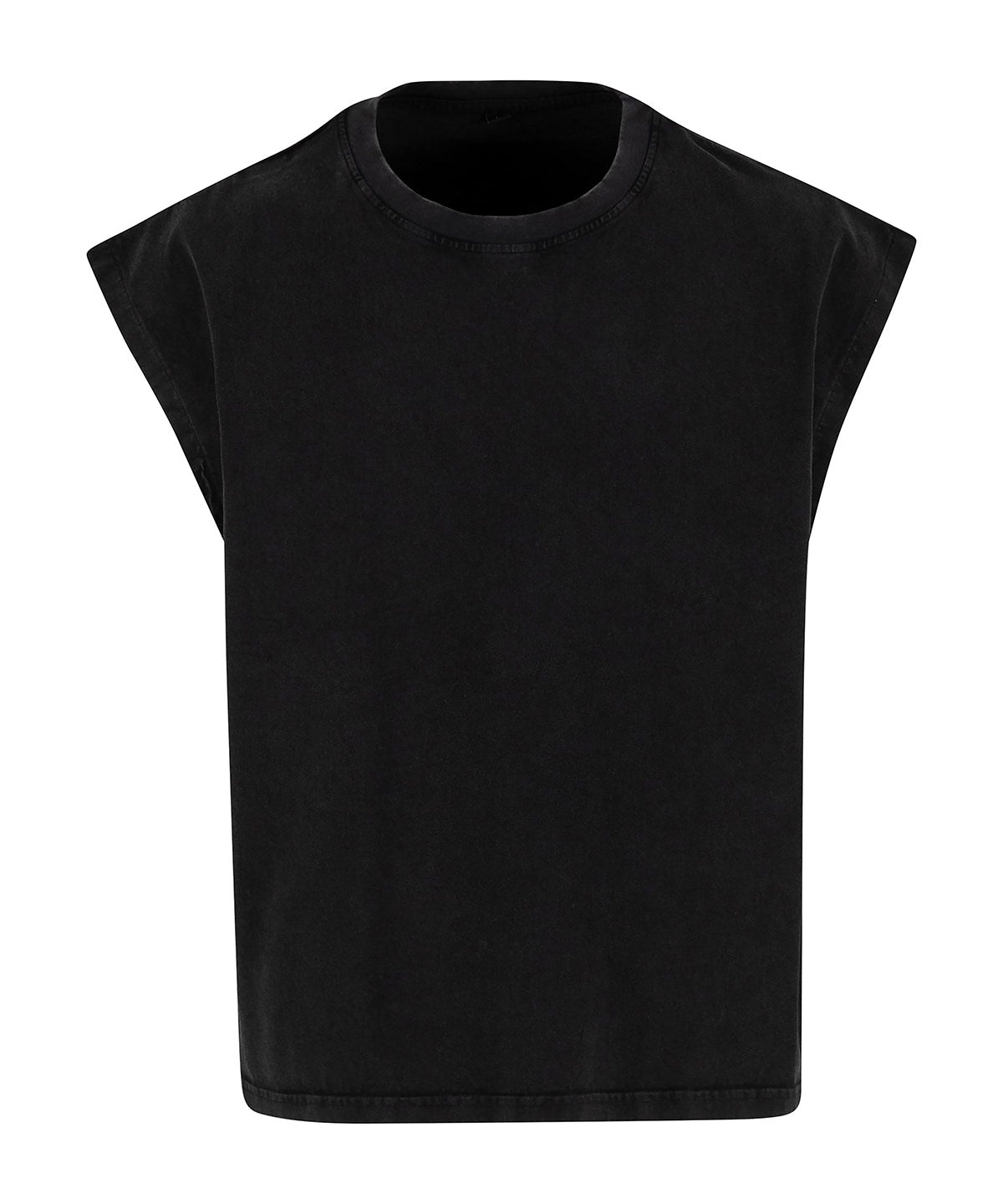 Vintage Cropped Heavy Sleeveless Tee in Black, front view