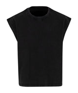Vintage Cropped Heavy Sleeveless Tee in Black, front view