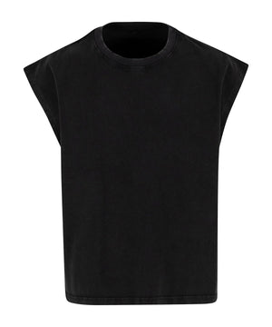 Vintage Cropped Heavy Sleeveless Tee in Black, front view