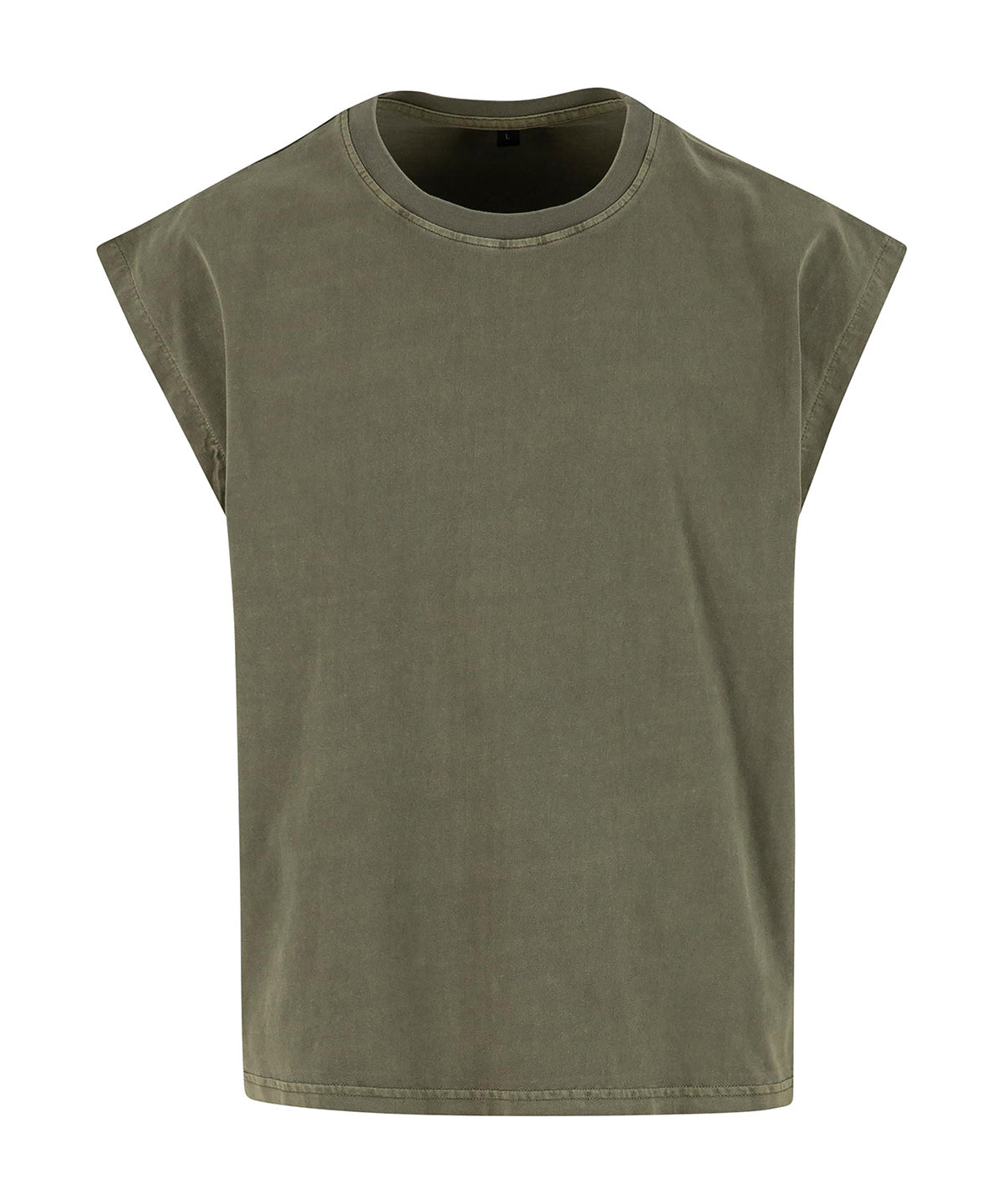 Vintage Cropped Heavy Sleeveless Tee in Warm Khaki, front view