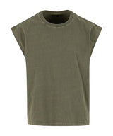 Vintage Cropped Heavy Sleeveless Tee in Warm Khaki, front view