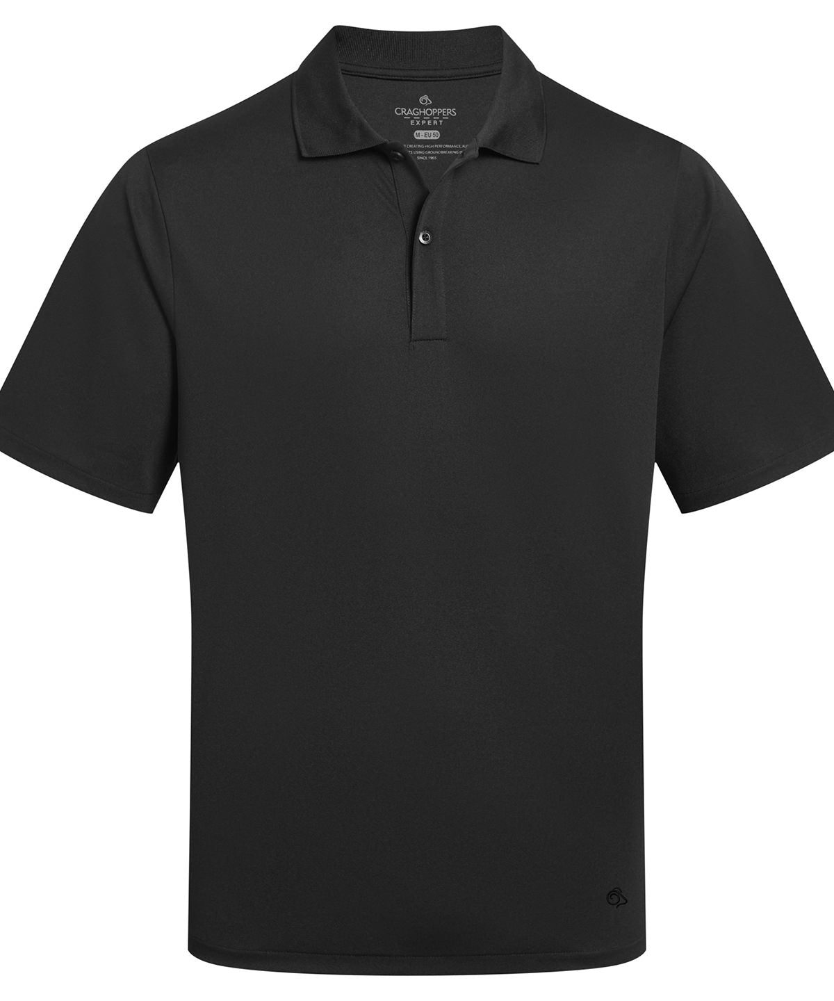 Expert Basecamp Wicking Polo Shirt in Black, front view
