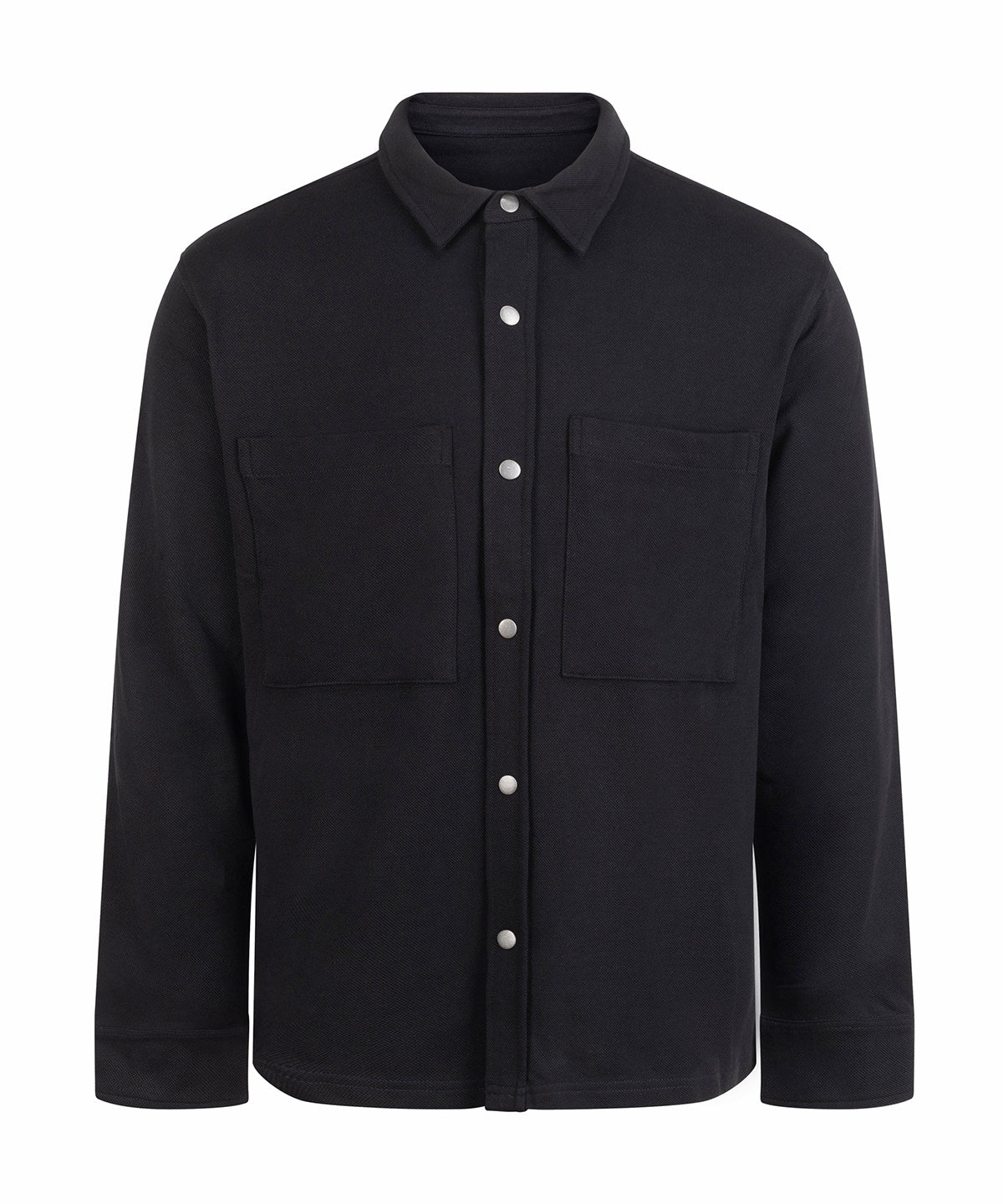 Premium Piqué Overshirt in Black, front view