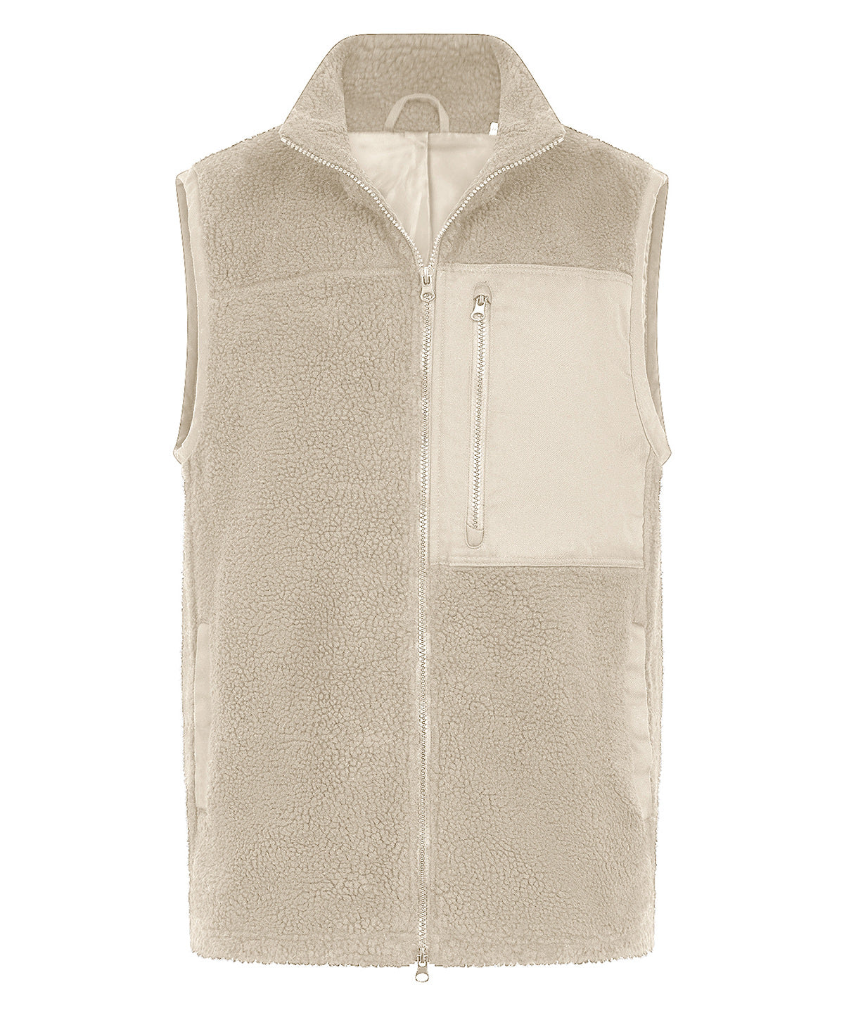 Recycled Sherpa Gilet in Natural, front view