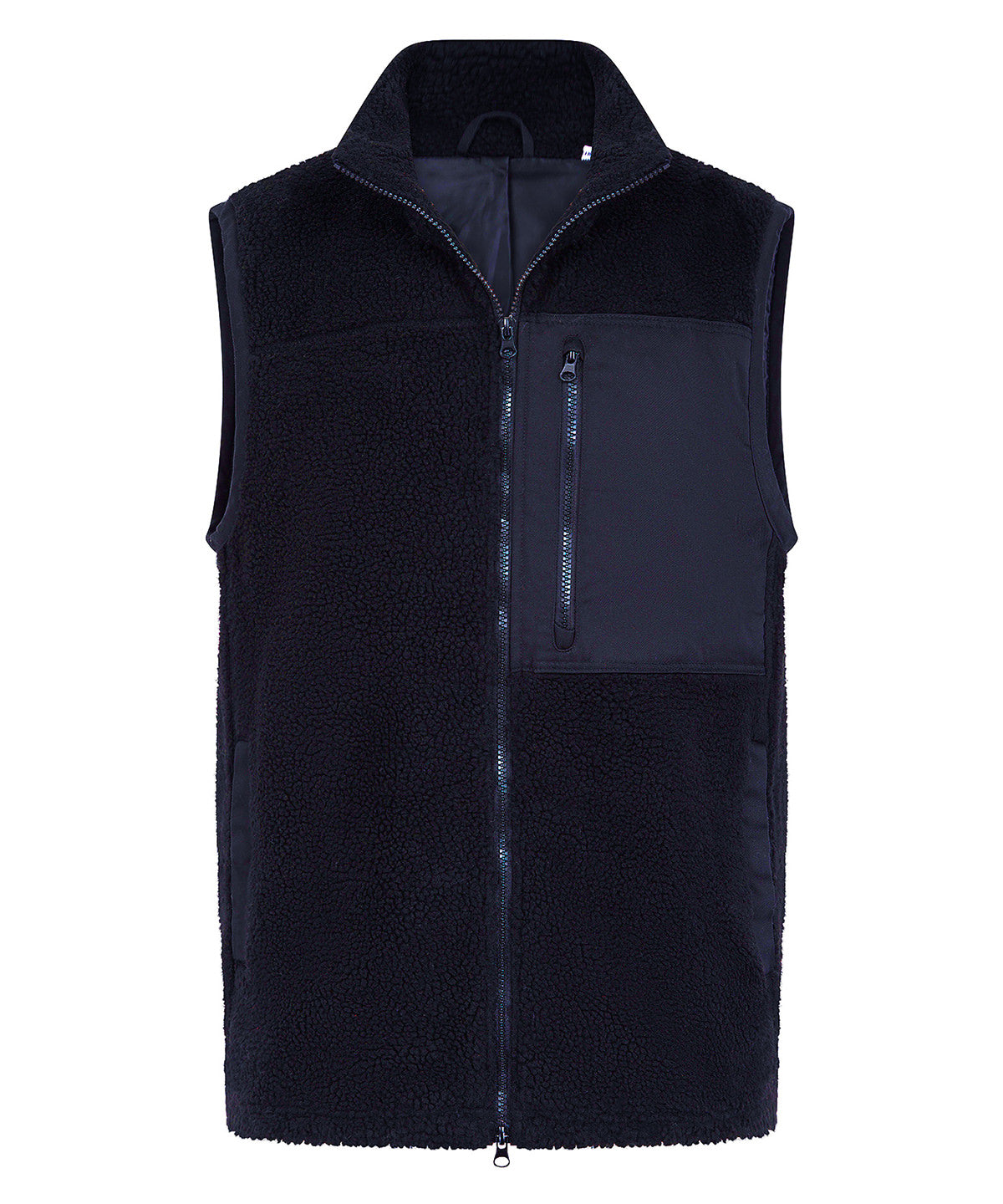 Recycled Sherpa Gilet in Navy, front view