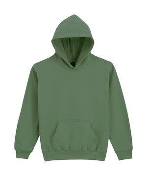 Softstyle™ Midweight Fleece Youth Hoodie in Military Green, front view