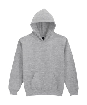 Softstyle™ Midweight Fleece Youth Hoodie in Ringspun Sport Grey, front view