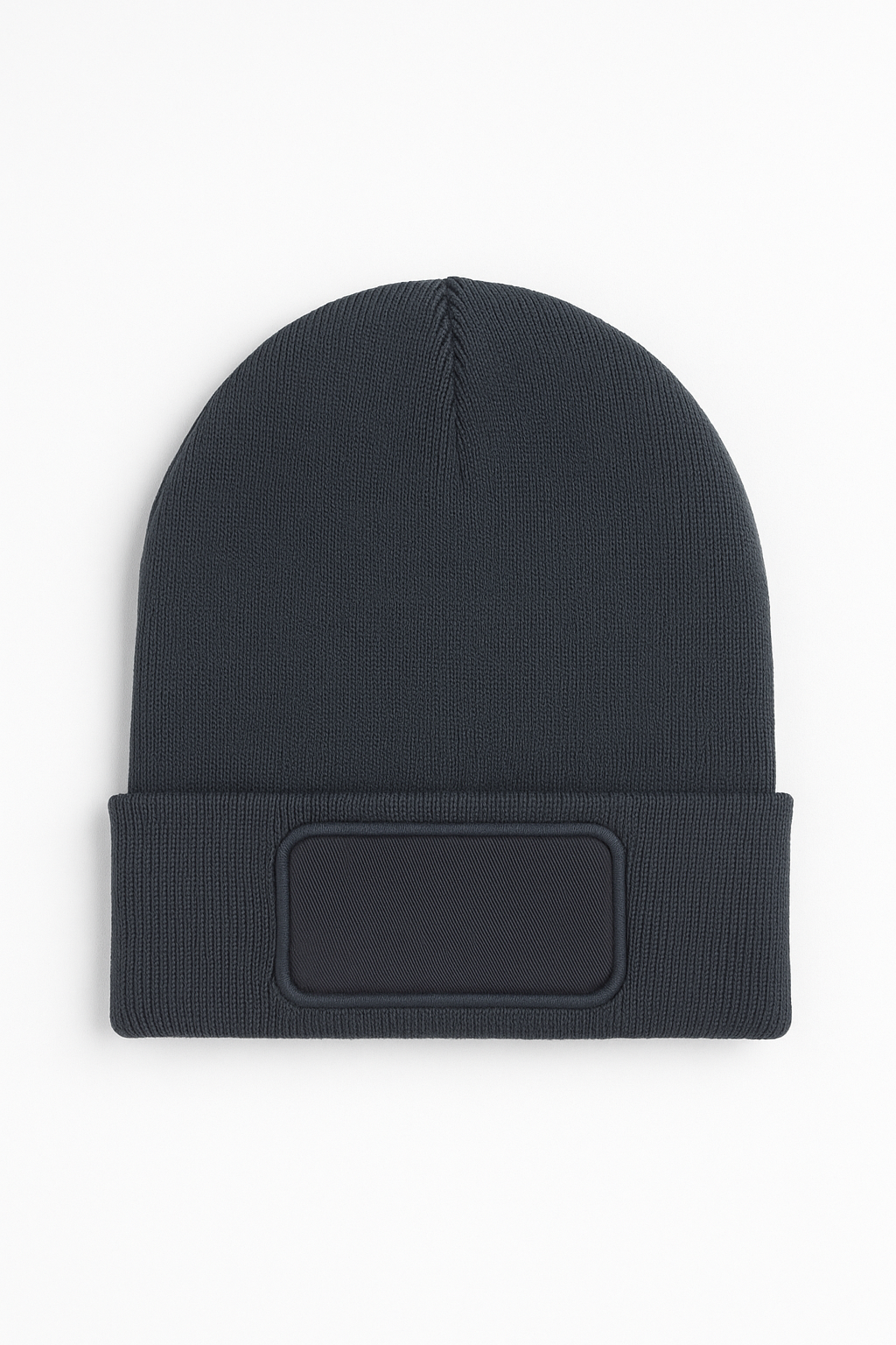 Rectangular Patch Beanie in Graphite Grey