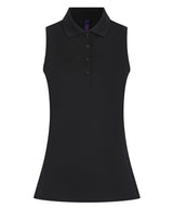 Women’s Sleeveless Coolplus® Polo Shirt in Black, front view