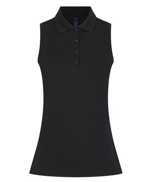 Women’s Sleeveless Coolplus® Polo Shirt in Black, front view