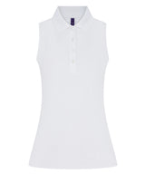 Women’s Sleeveless Coolplus® Polo Shirt in White, front view