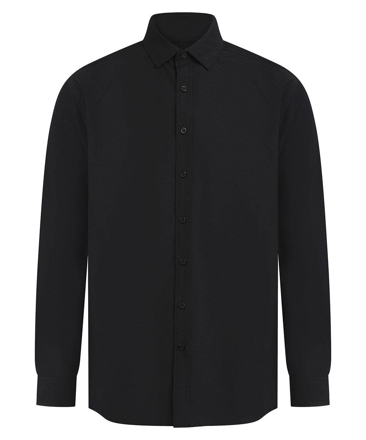 Long Sleeve ‘Cotton-Feel’ Coolplus® Shirt in Black, front view