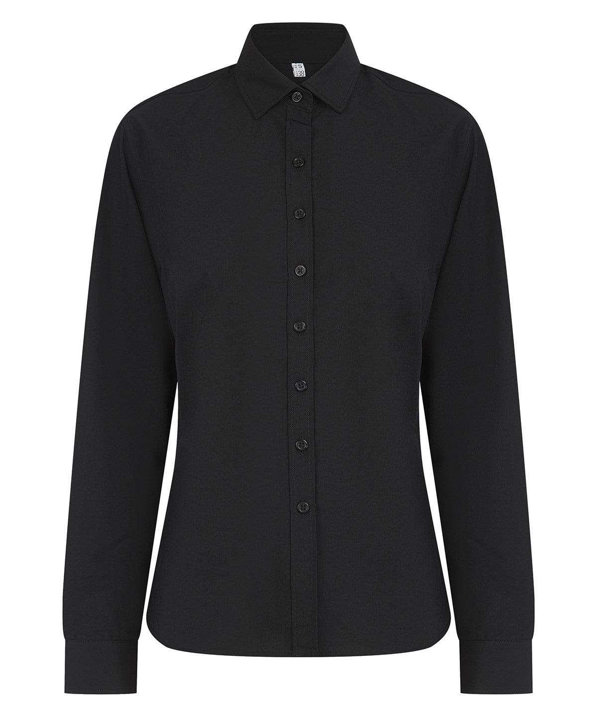 Women’s Long Sleeve ‘Cotton-Feel’ Coolplus® Shirt in Black, front view