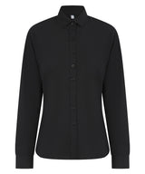 Women’s Long Sleeve ‘Cotton-Feel’ Coolplus® Shirt in Black, front view