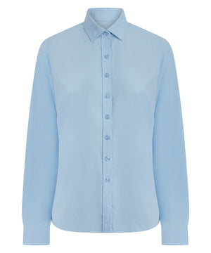 Women’s Long Sleeve ‘Cotton-Feel’ Coolplus® Shirt in Light Blue, front view