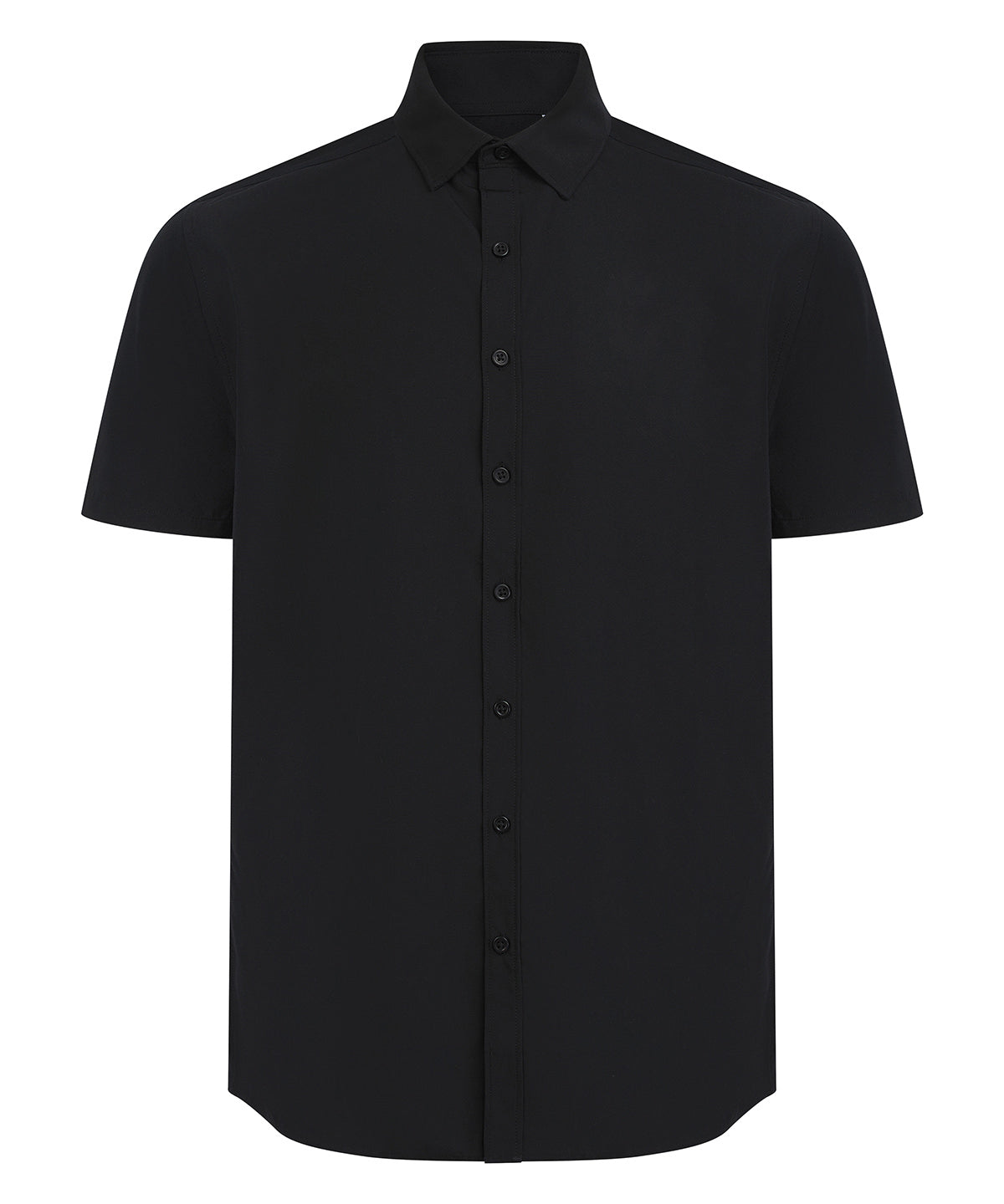 Short Sleeve ‘Cotton-Feel’ Coolplus® Shirt in Black, front view