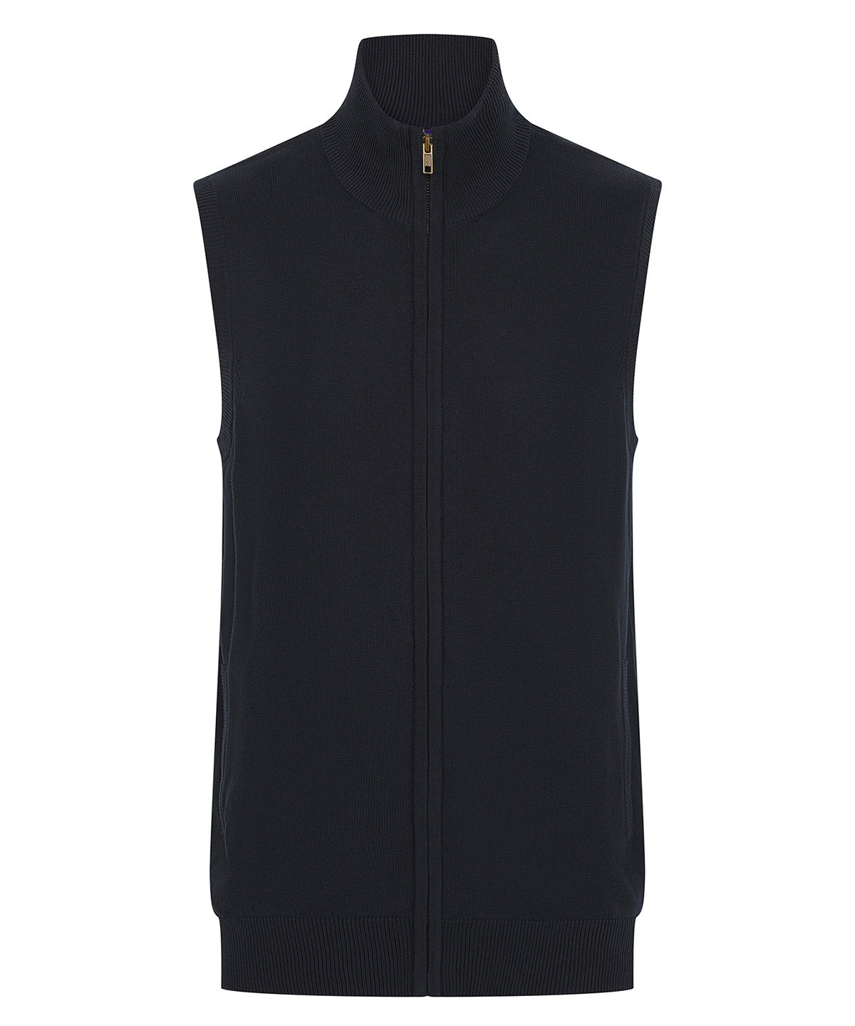 Sleeveless Zip-Through Jumper in Navy, front view