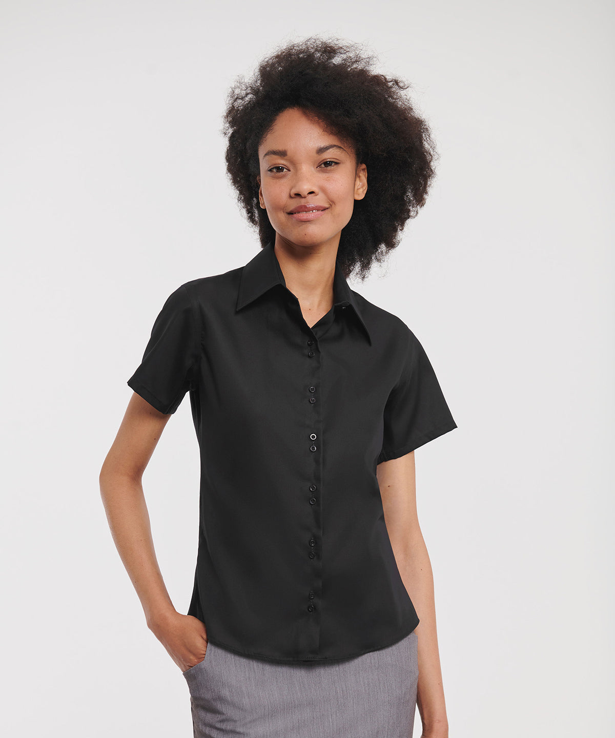 Lifestyle photo of the Women's Short Sleeve Ultimate Non-Iron Shirt