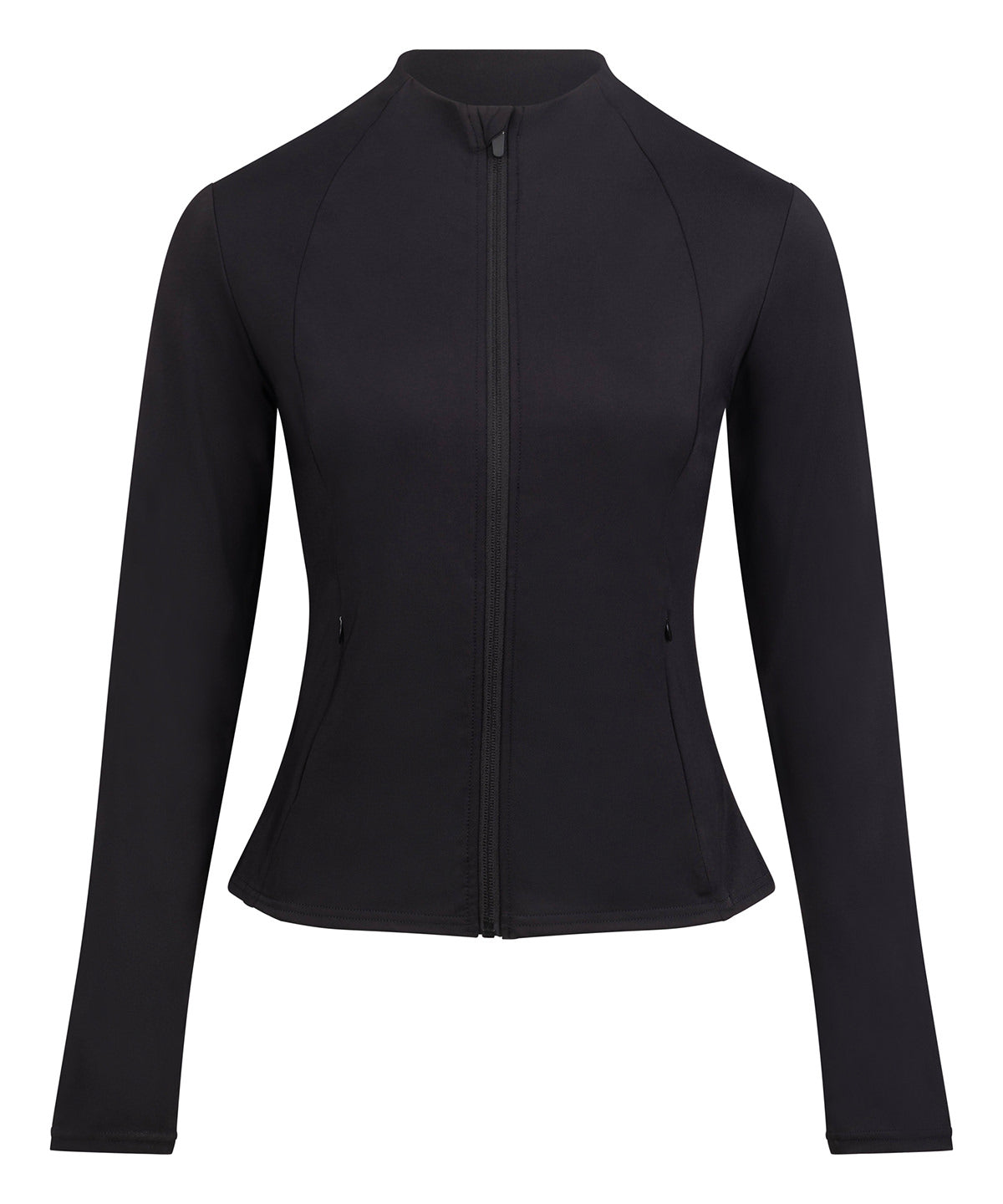 Women’s Recycled Tech-Zip Jacket in Jet Black, front view