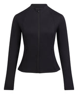 Women’s Recycled Tech-Zip Jacket in Jet Black, front view