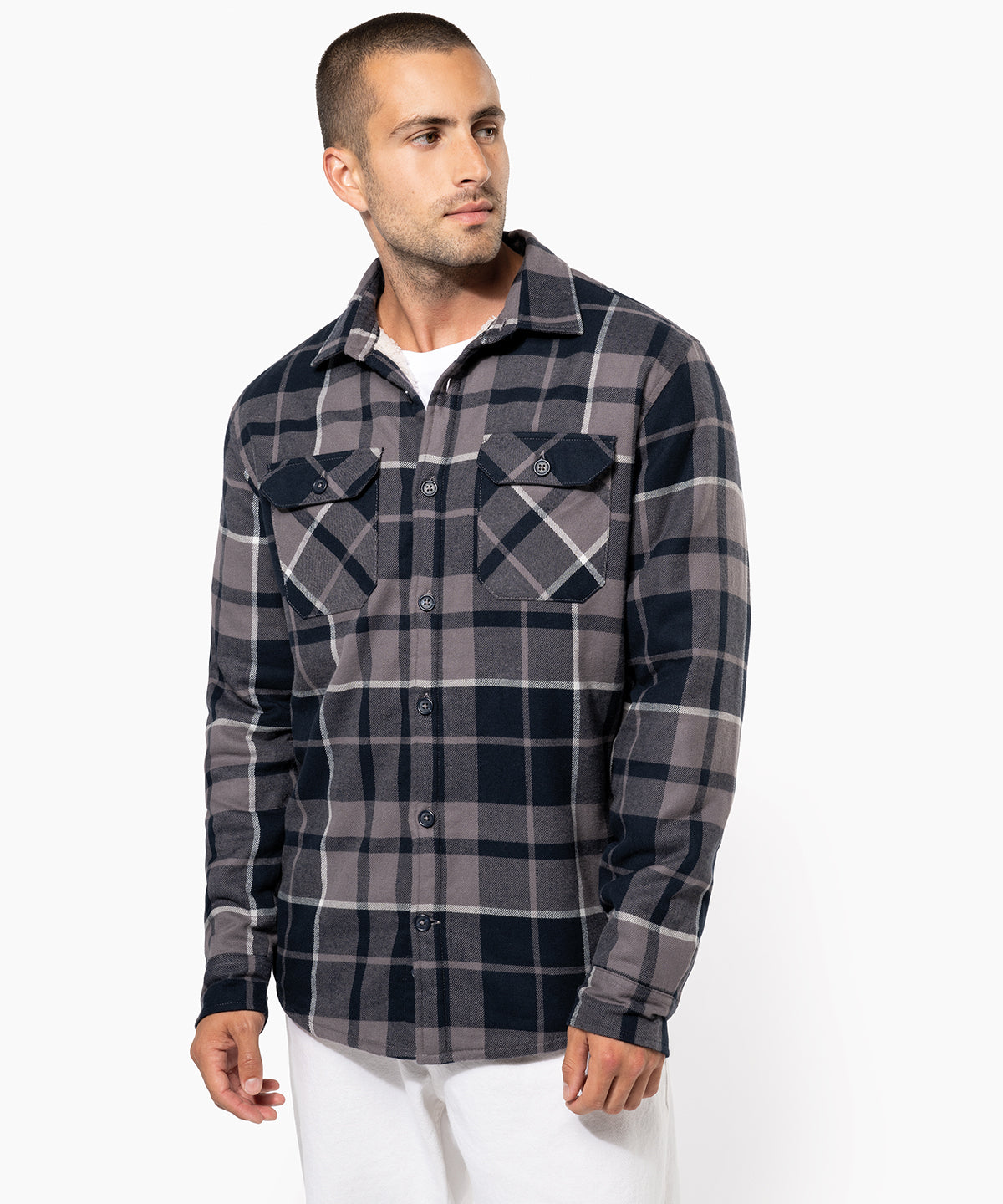 Sherpa-Lined Checked Shirt Jacket
