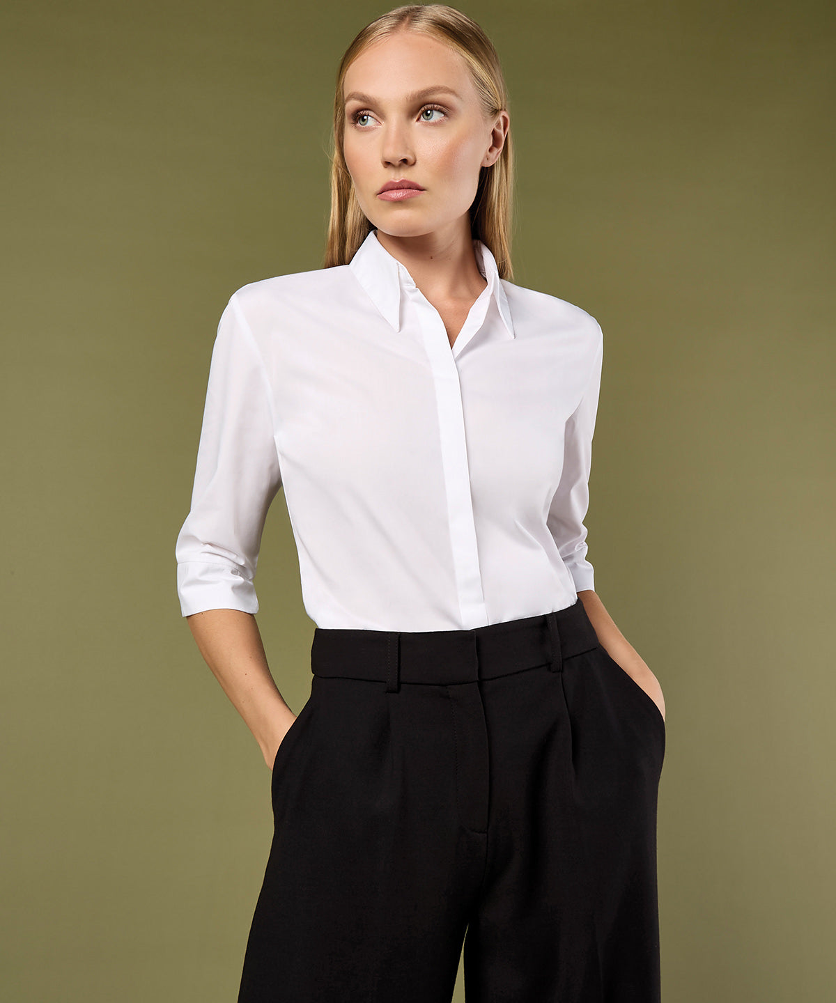 Lifestyle photo of the Continental ¾ Sleeve Blouse Womens