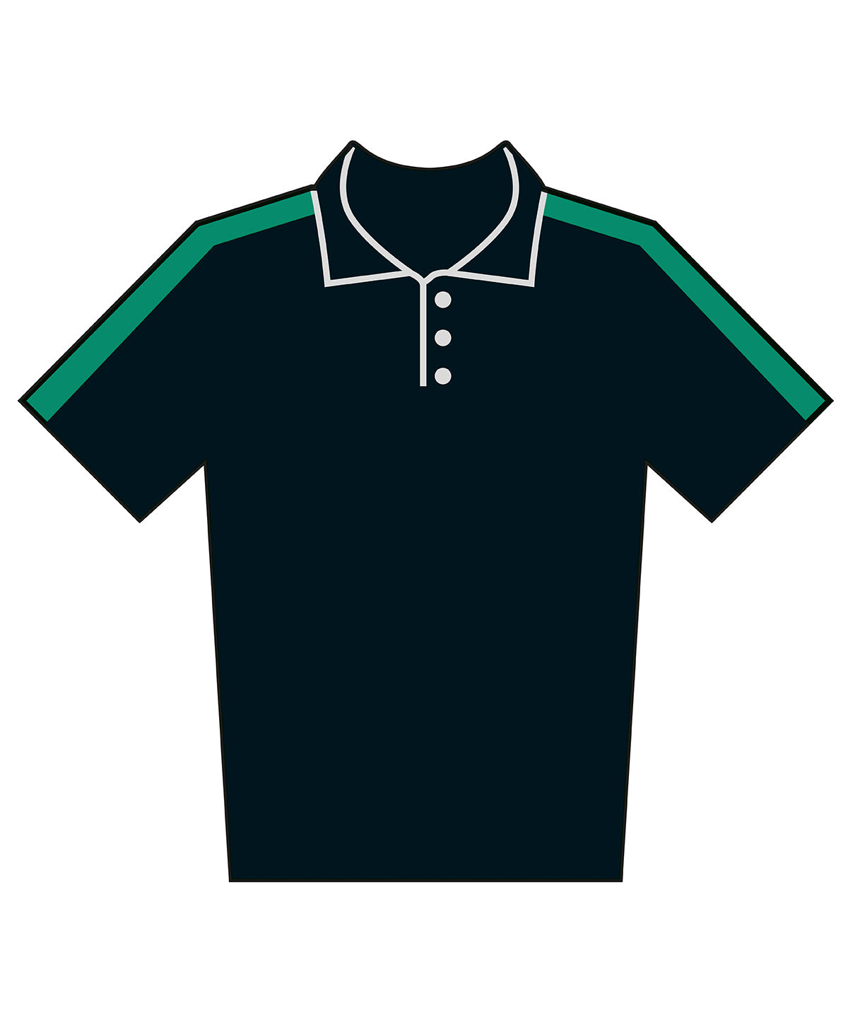 Adults Team Polo Shirt in Black/Emerald, front view