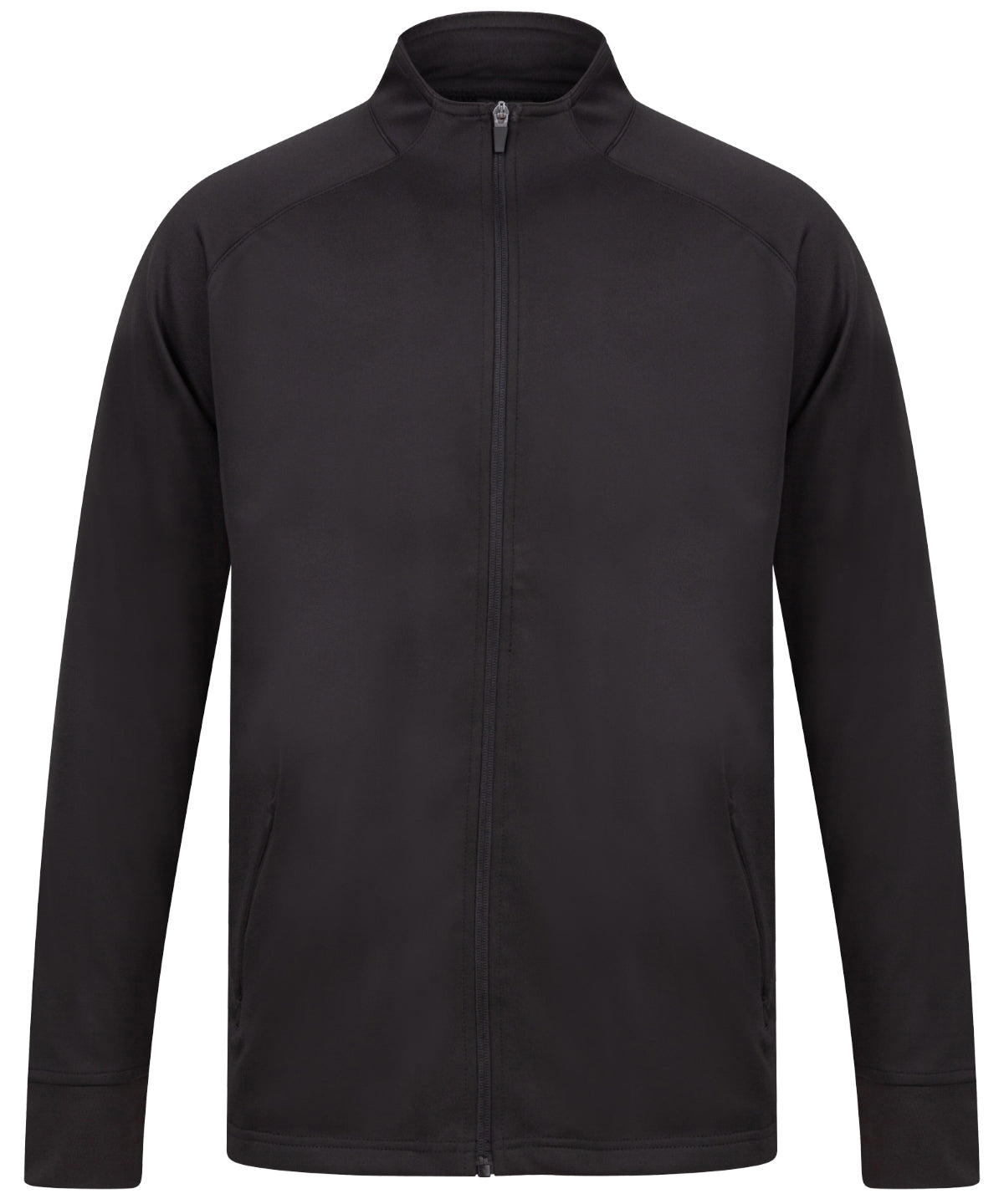 Knitted Tracksuit Top in Black, front view