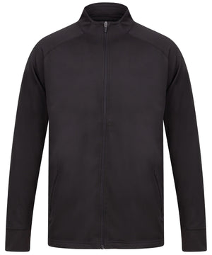 Knitted Tracksuit Top in Black, front view