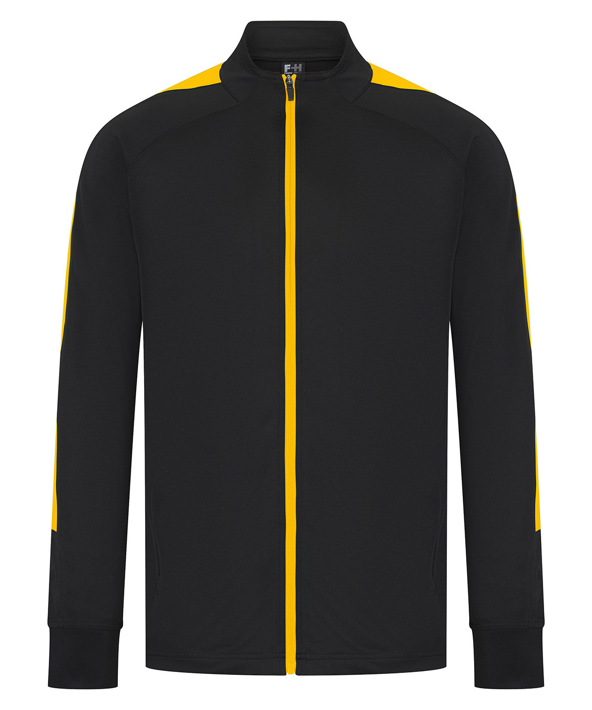 Knitted Tracksuit Top in Black/Gold, front view